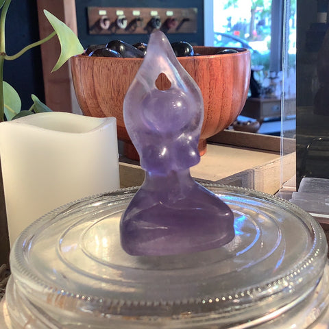 Fluorite purple yoga figure